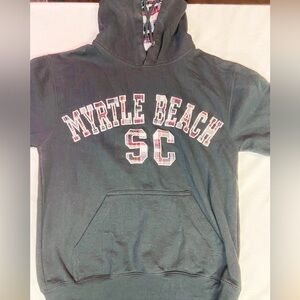 Extreme Myrtle Beach SC youth black red plaid embroidered pullover hoodie S